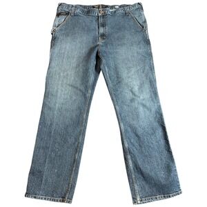 ARIAT Men's 42x34 Blue M4 Rebar Relaxed Boot Denim Work Western Jeans Distressed